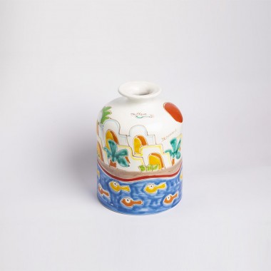 Round vase Dammusi VS583DA ceramiche de simone sicilian pottery Round vase Dammusi VS583DA ceramiche de simone sicilian pottery